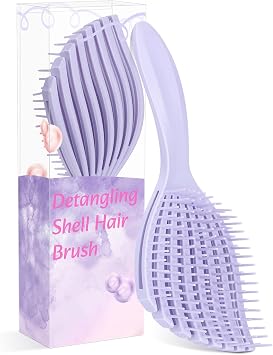 Euqvunn Hair Brush, 8-Row Flexible Bristles for Detangling Wet & Dry Hair, Curly Hair Brush for Volume, Gentle on Sensitive Scalp, Purple