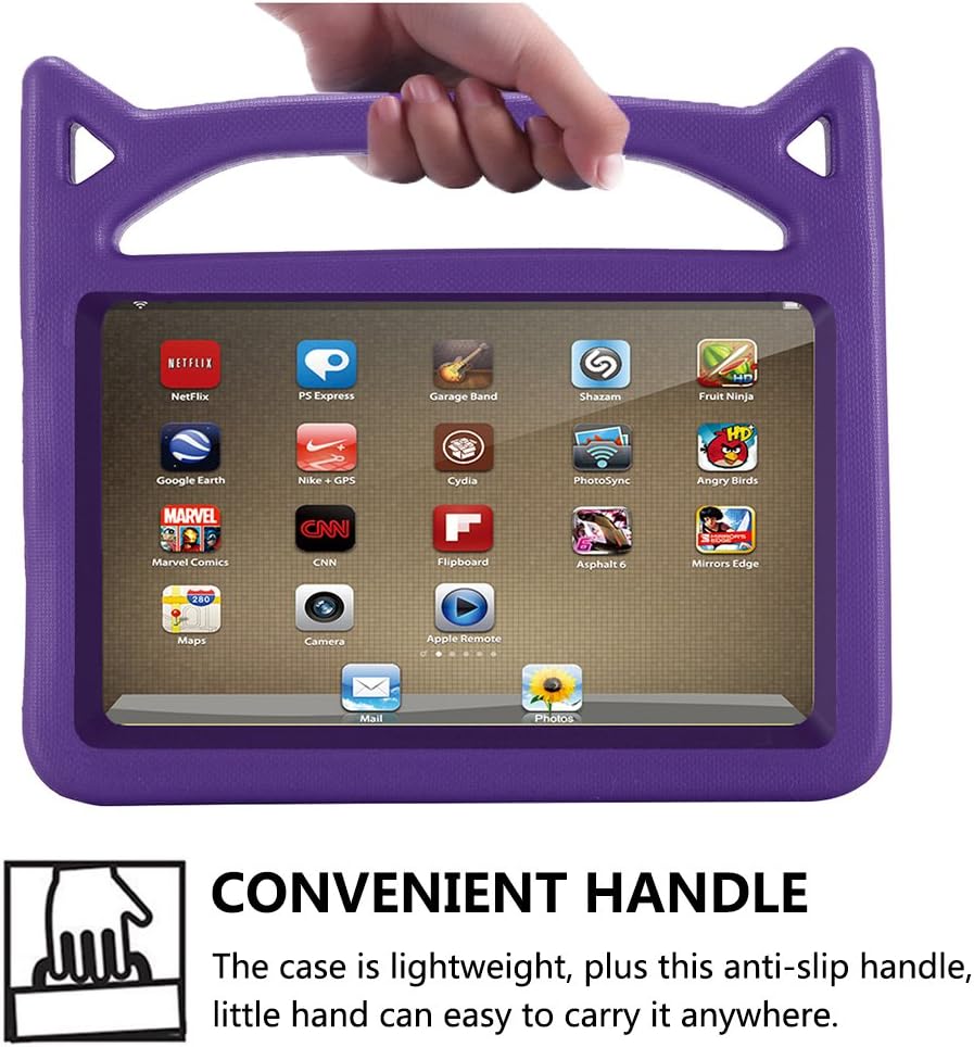 Fire 7 2017 Case, Fire 7 2015 Case,ANTIKE Shockproof Light Weight Handle Kids Friendly Case for Amazon Kindle Fire 7 2017 Tablet (7th Generation, 2017 Release)(Purple 1)