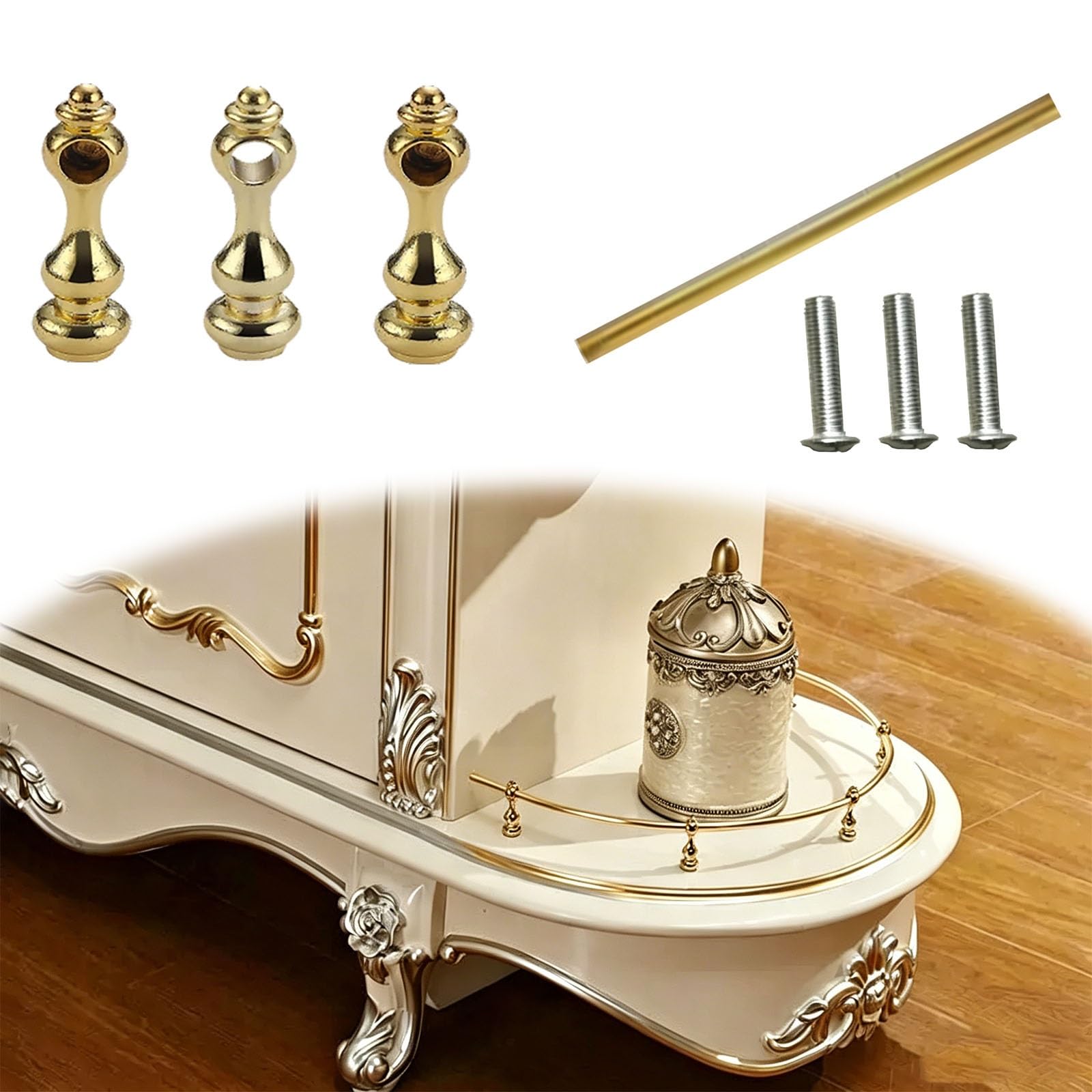 Ornamental Baluster Rail Posts for Cabinet Fence System, Bar Cart Guardrail Accessories, Wine Shelf Tipping Rail Connector