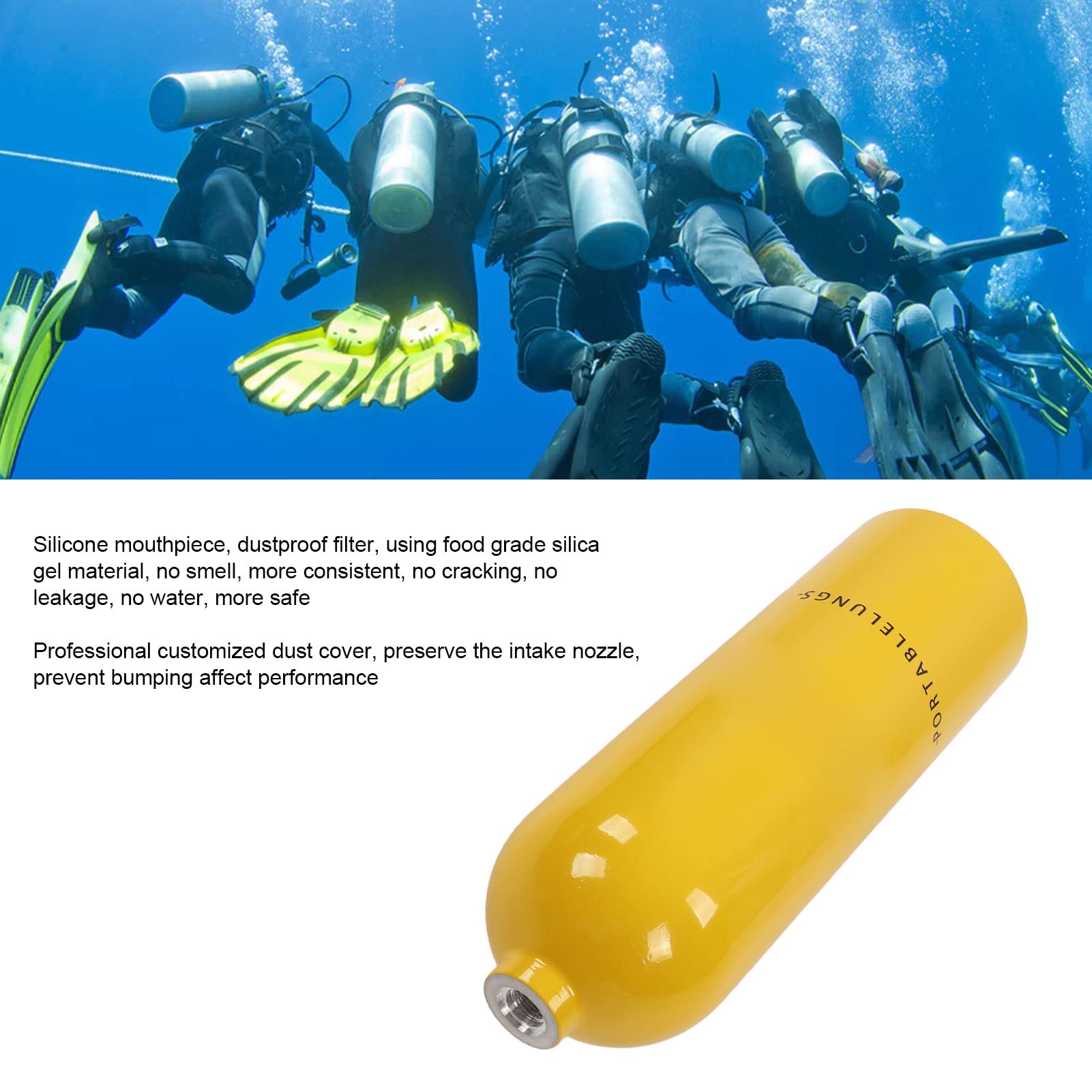 Pilipane ÉQuipement De PlongéE sous-Marine RéServoir Bouteille D'OxygèNe,Mini Bouteille De Plongee,2L X5000Plus PlongéE Cylindre D'OxygèNe Kit RéServoir pour La Respiration sous-Marine