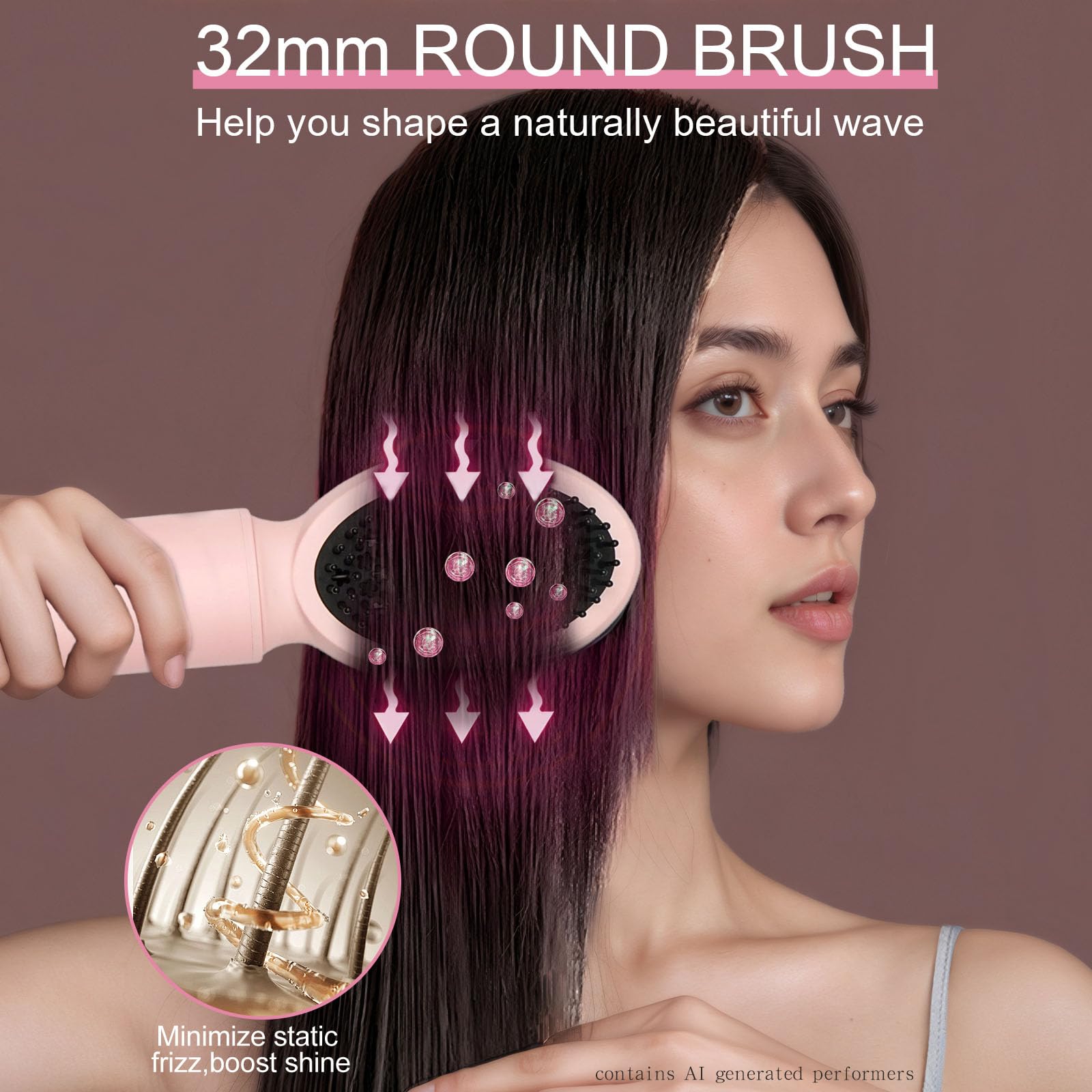 Dryhsip Warmluftbürste, 9 in 1 Hairstyler, Föhnbürste mit Ionen-Technologie, Airstyler mit Diffuser Haare Föhn Glätten,Lockenstab Automatisch, Haarglätter，Flex Temperaturen，Eurostecker
