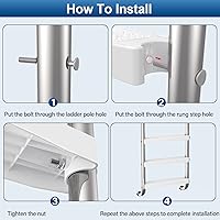 Vista 7 de Goovilla Escalera de repuesto para alberca (paquete de 3) Escalera universal de plástico moldeado resistente de 18 pulgadas con 6 pernos de acero