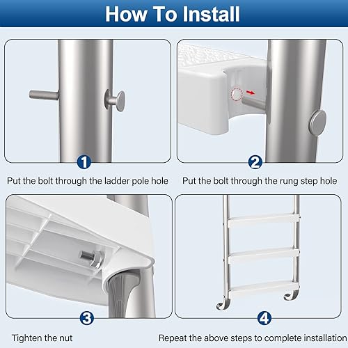 Miniatura 7 de Goovilla Escalera de repuesto para alberca (paquete de 3) Escalera universal de plástico moldeado resistente de 18 pulgadas con 6 pernos de acero