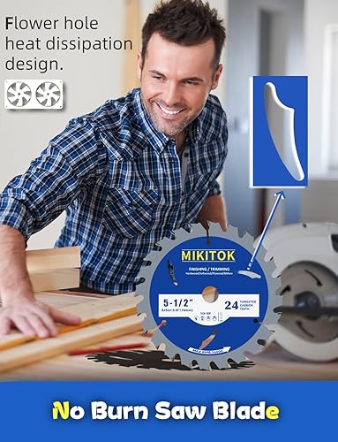 Miniatura 3 de Hoja de sierra circular de 5 12 pulgadas, 24 dientes, corte suave, hoja de carburo de tungsteno para madera duramadera blandamadera