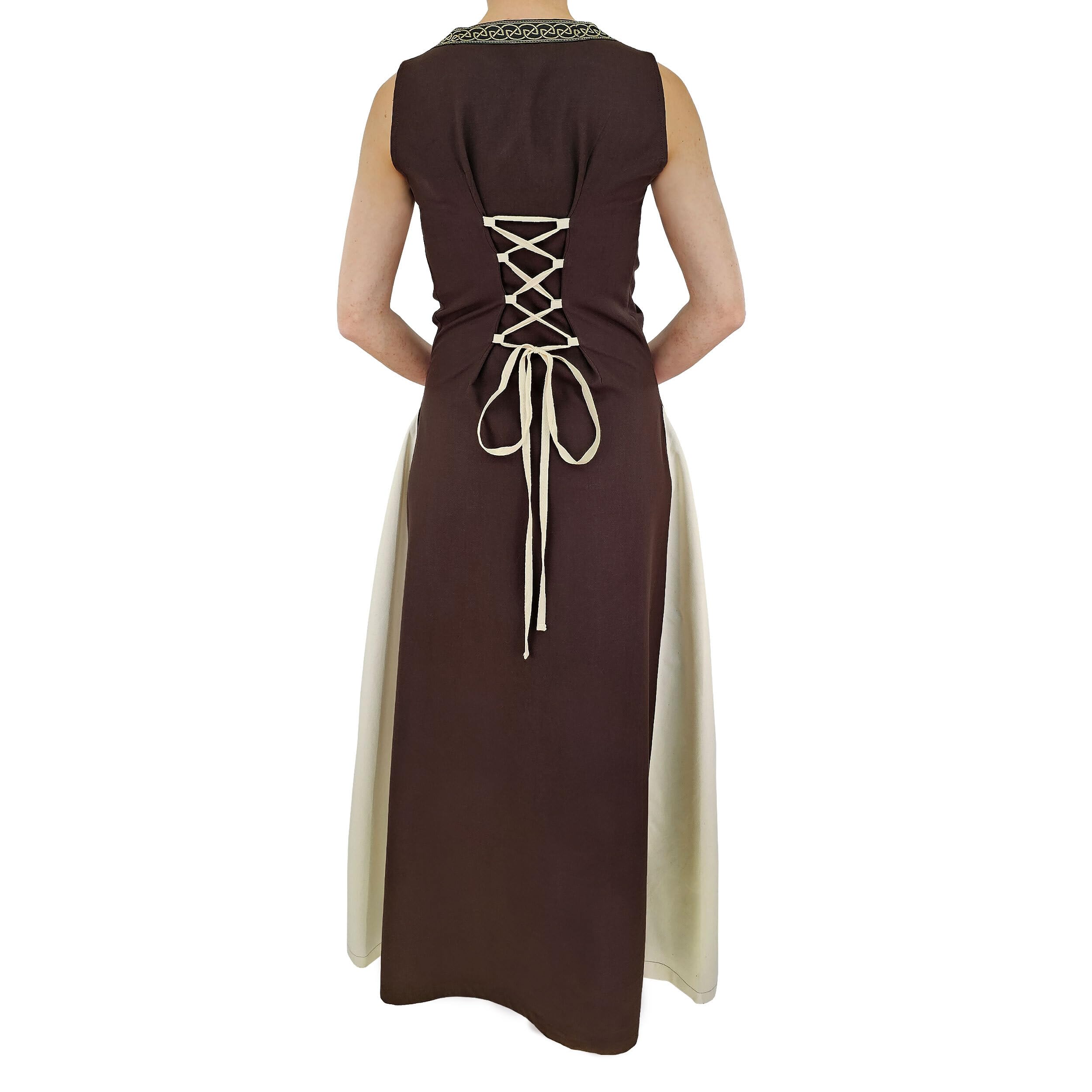 Mittelalter Kleid mit Schnürung ärmellos Juta-zweifarbig-ver. Farbvariationen-Mittelalter, LARP, Reenactment