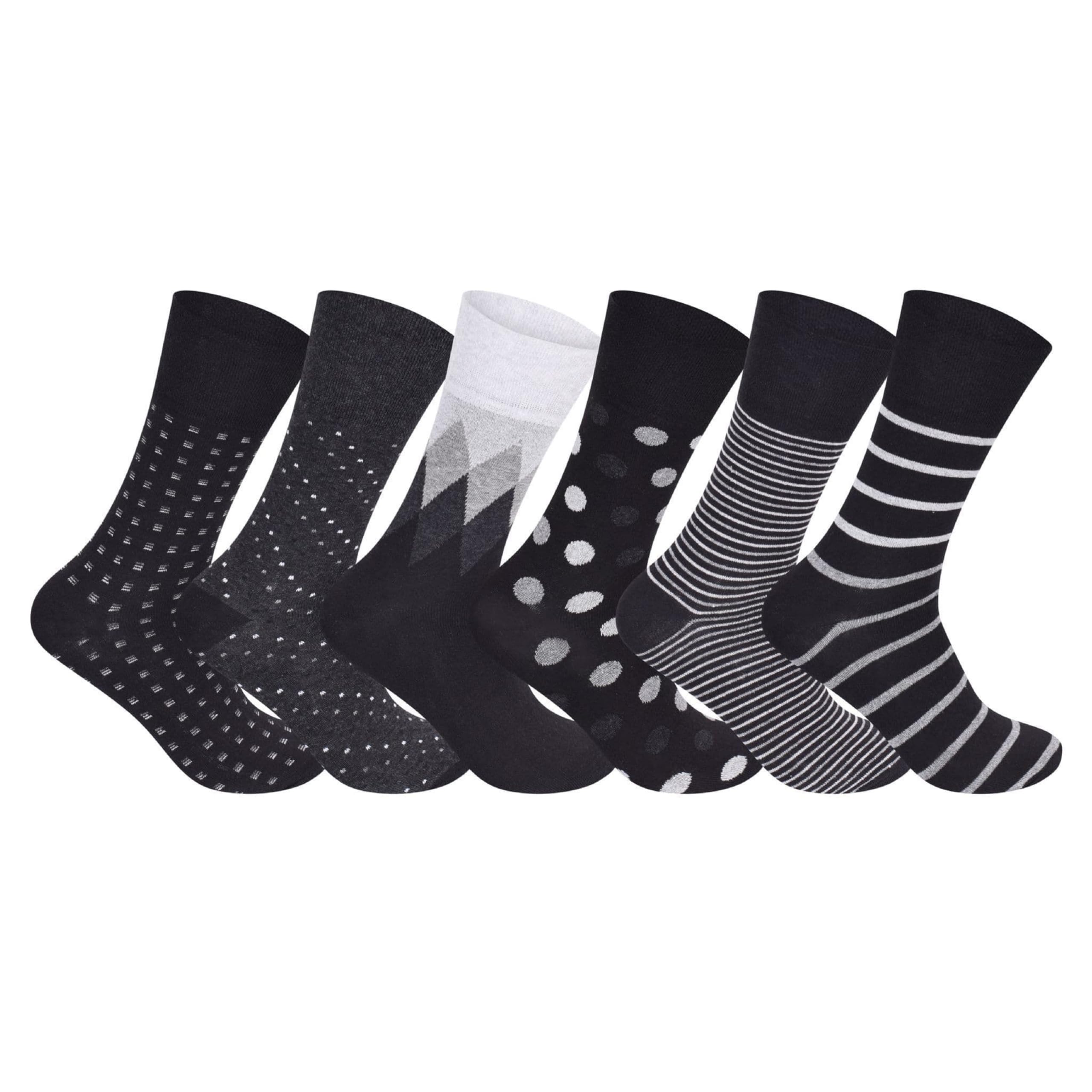 ShopMCR 6 Pairs Diabetic Socks for Men, Easy Grip Socks for Men are Ideal for Swollen Feet, Loose Fit Circulatory Socks, Non Elastic Socks with Non Binding Top & Seamless Toe, UK 6-11(6P, Assorted)