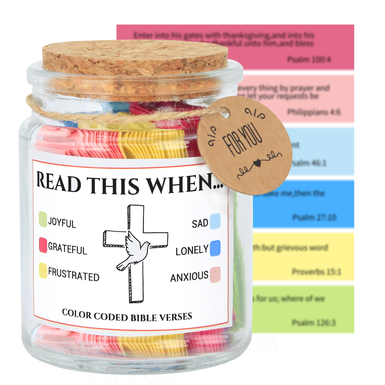 Bible Verse Jar for Women and Men, Scripture Prayer Jar for Emotions and Feelings, Christian Gifts for Mom, Grandma and Best Friend, Graduation Gifts for Her, Religious for Birthday