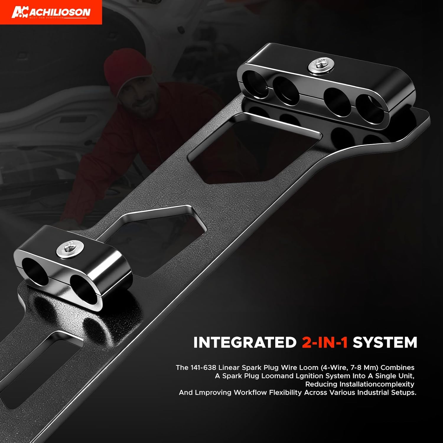 141-638 Linear 2-in-1 Spark Plug Loom– Aluminum Alloy Construction, Compatible with JKU & Small Block Chevy 7-8mm Wires