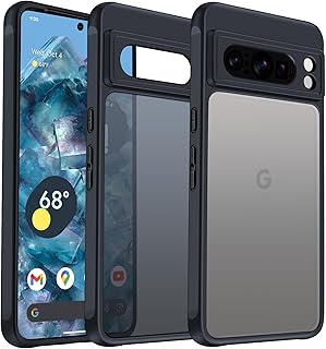 ivoler Heavy Duty Shockproof for Google Pixel 8 Pro 2023, Military Grade Drop Protection, Translucent Matte Google Pixel 8 Pro Case, Slim Thin Semi-Clear for Google Pixel 8 Pro Phone Case, Black