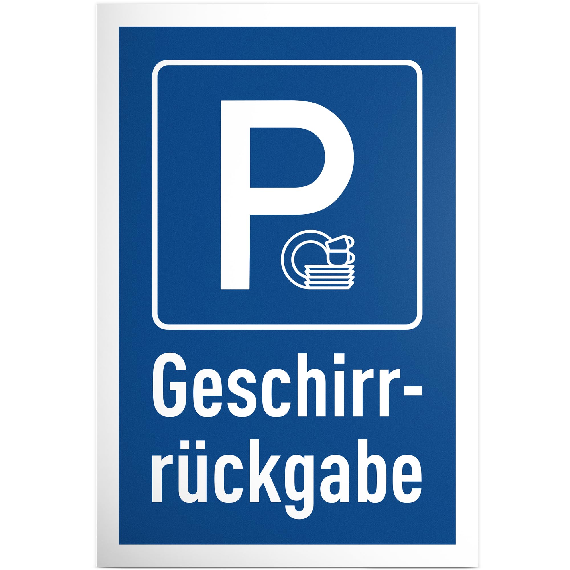 DankeDir! Parkplatz Geschirrrückgabe - 30 x 20 cm Schild Kunststoff - Lustiges Hinweisschild für Veranstaltungen - Geschenkidee für Gastgeber - Wetterfeste Deko für Fest und Feier