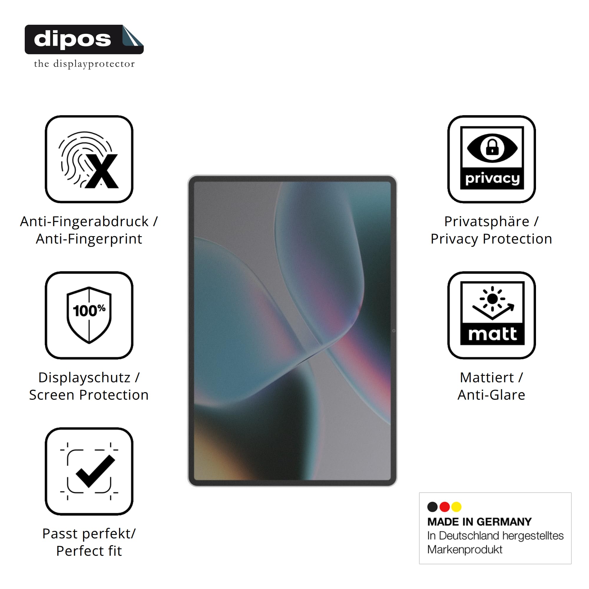 dipos Protector de Pantalla Antiespía para Asus Pad T3201 | Película protectora mate, filtro de privacidad 4 vías, ajuste perfecto, antiarañazos, sin burbujas, autoadhesivo
