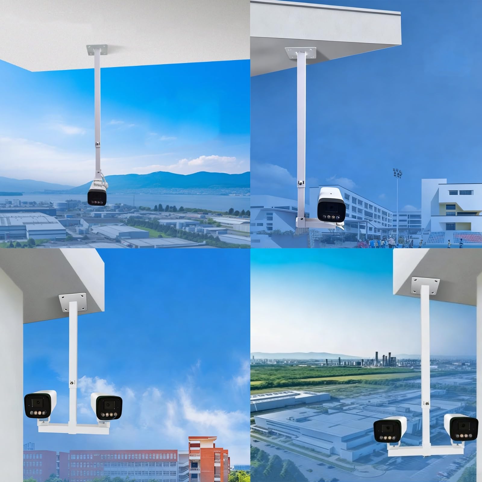 Soporte de cámara Ajustable de 360° para Montaje en Pared - Poste de Seguridad telescópico de 3 Metros con rótula Universal, Soporte de vigilancia para un Control de visión óptimo.