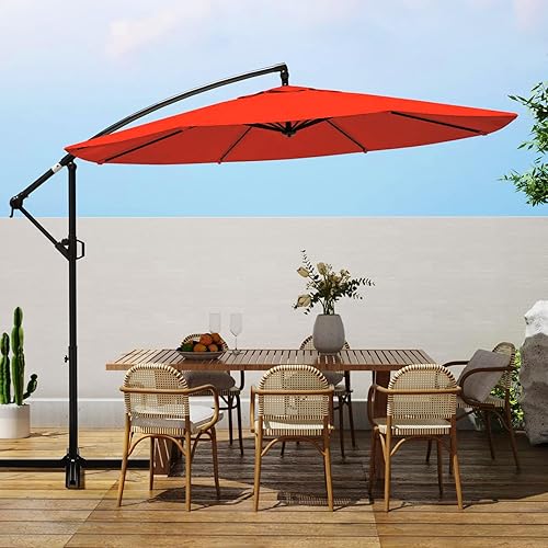 10ft Patio Umbrellas Offset Outdoor Umbrella Cantilever Hanging Umbrellas w/Infinite