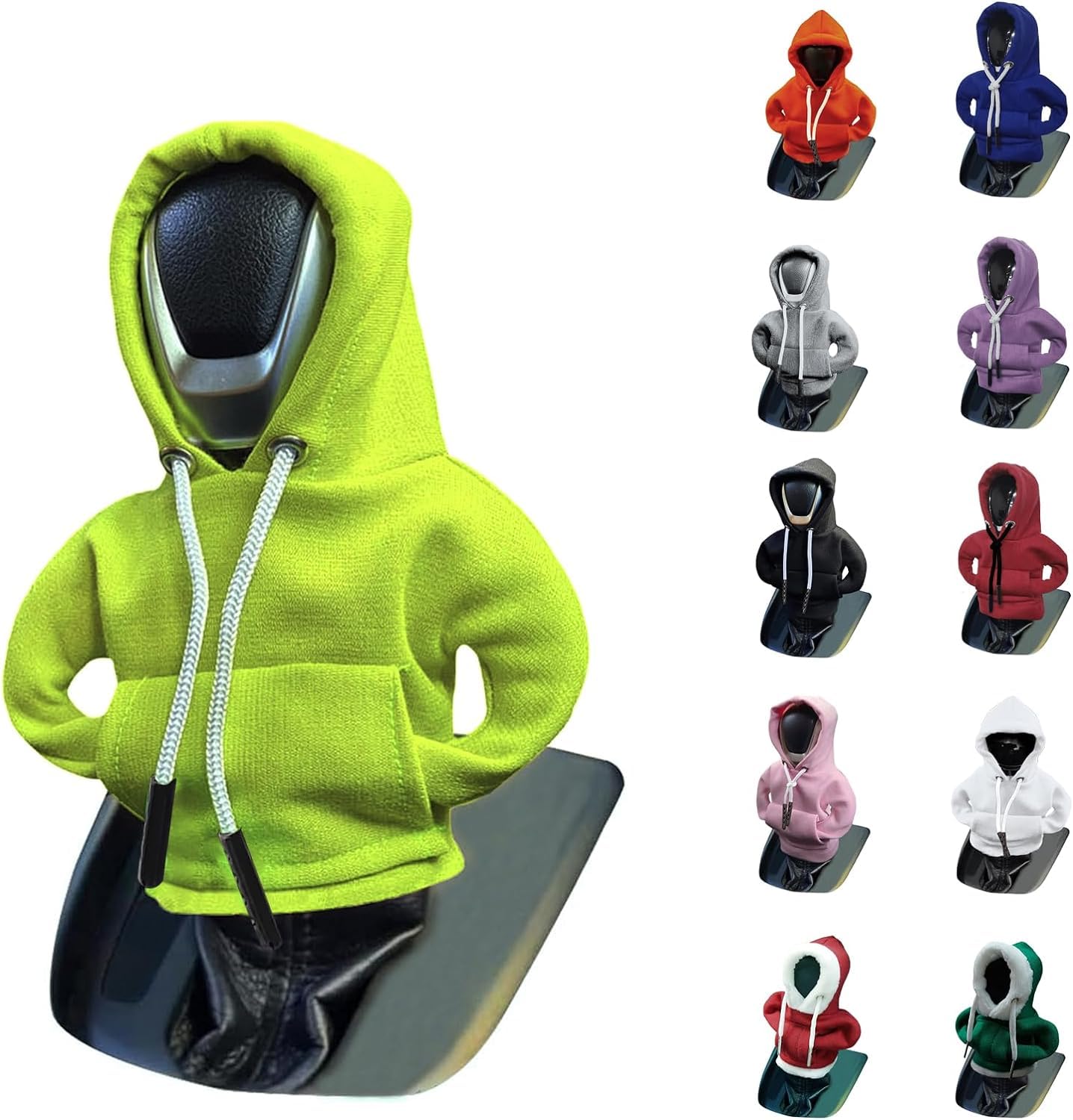 AAKICHI Gear Shift Hoodie, Universal Shift Knob Cover, 4.7 Inch Car Shifter Funny Sweater Hoodie for Gearshift, Automotive Interior Accessories (Green)-image-38