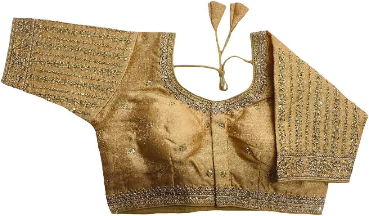 Women's Readymade Blouse Embroidery Multi Coding Gold Thread Indian Ethnic Designer Stitched Readymade Saree Half Sleeve Blouse for Women for Saree Lehenga Choli