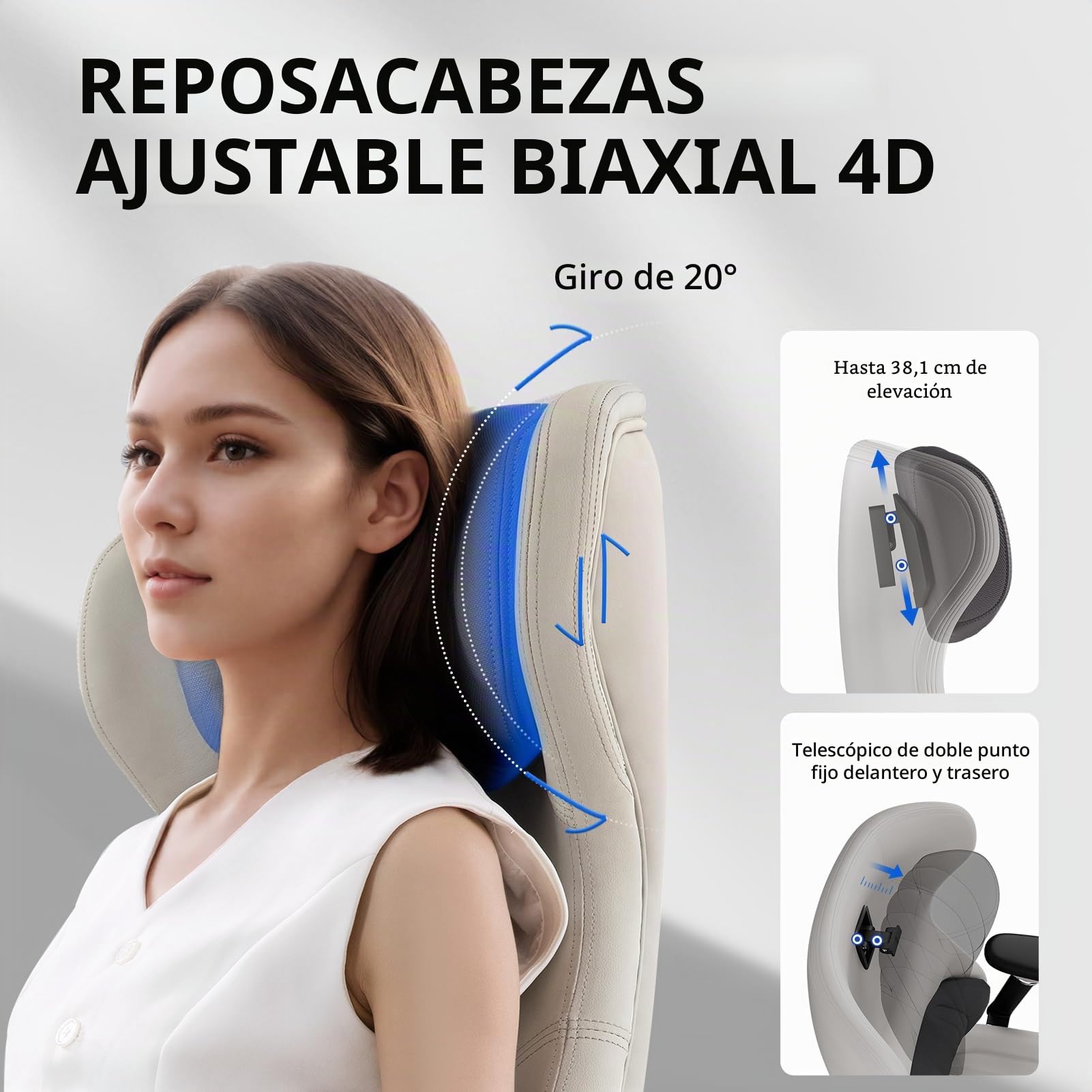 EMIAH Silla Oficina Ergonómica, Silla de Escritorio Reclinable con Reposapiés, Reposabrazos Ajustables, Silla Game de Respaldo Alto, Silla de Ordenador Ejecutiva con Soporte Lumbar, Cuero PU (Blanco)
