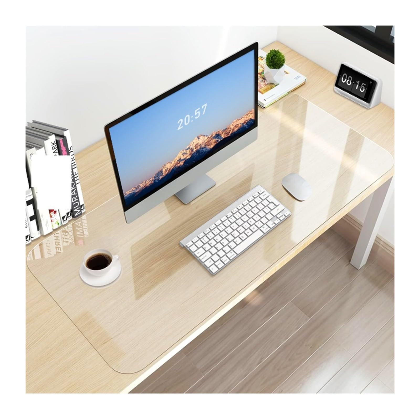 Sous-main transparent, antidérapant, en PVC, avec bords arrondis, résistant à la chaleur et imperméable Protection Table Transparent(160x60 cm)