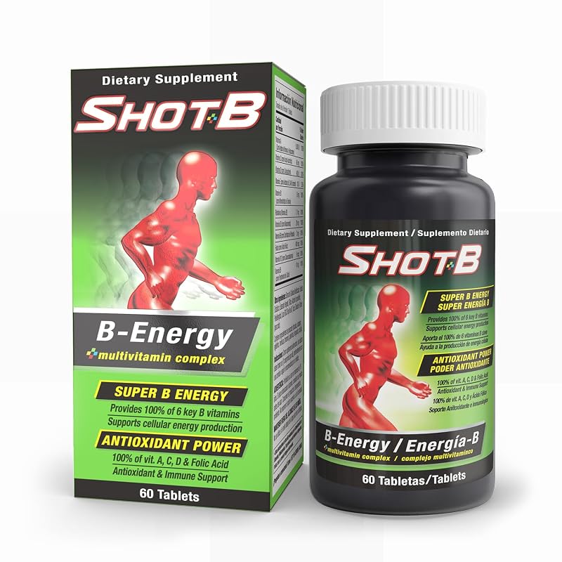 Shot B Multivitamínico com Complexo de Vitaminas B, A, C, D, E e Ácido Fólico, 60 comprimidos