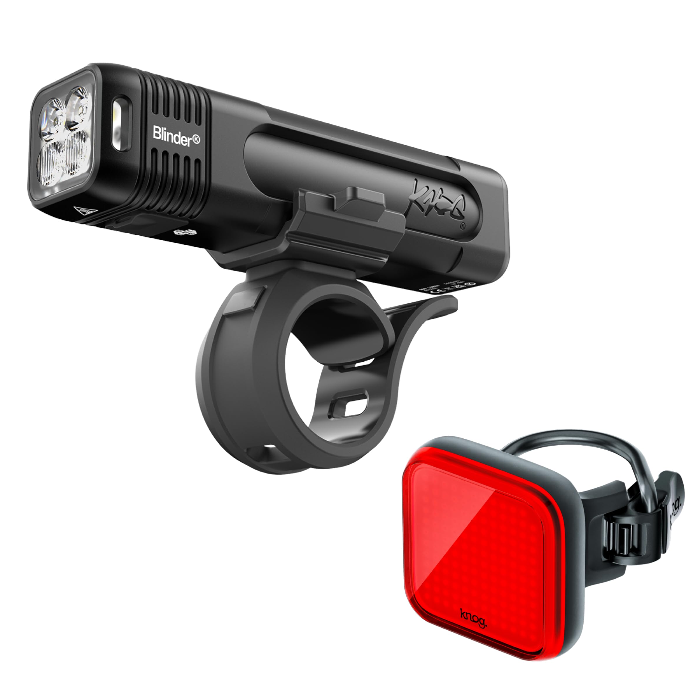 Knog Blinder 1000 & Square Bike Light Set, USB Rechargeable LEDs