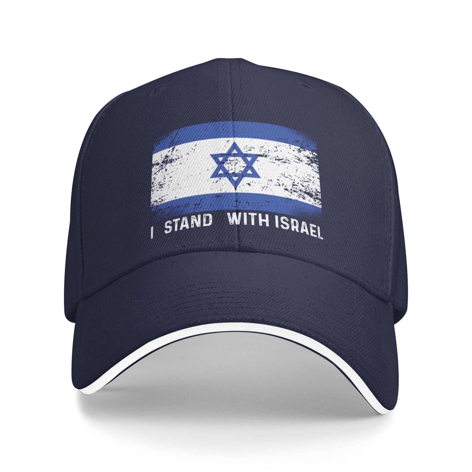 GQWJKSZ I Stand with Israel Hats Men Baseball Cap Trendy Hat Navy Blue