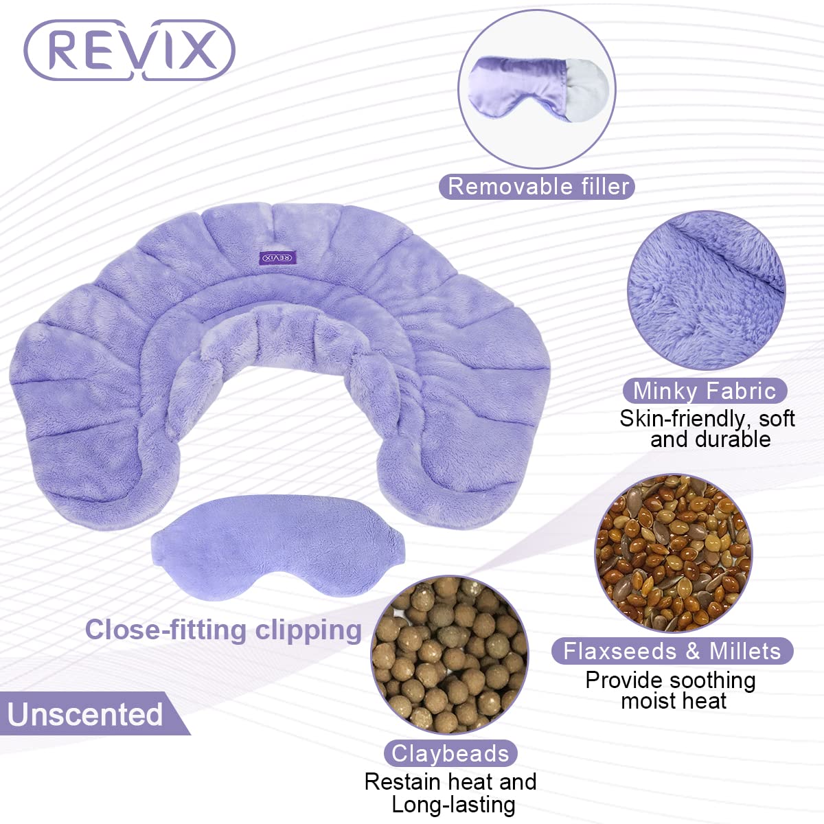 REVIX Heated Neck Wrap Microwave Heating Pad for Neck and Shoulders