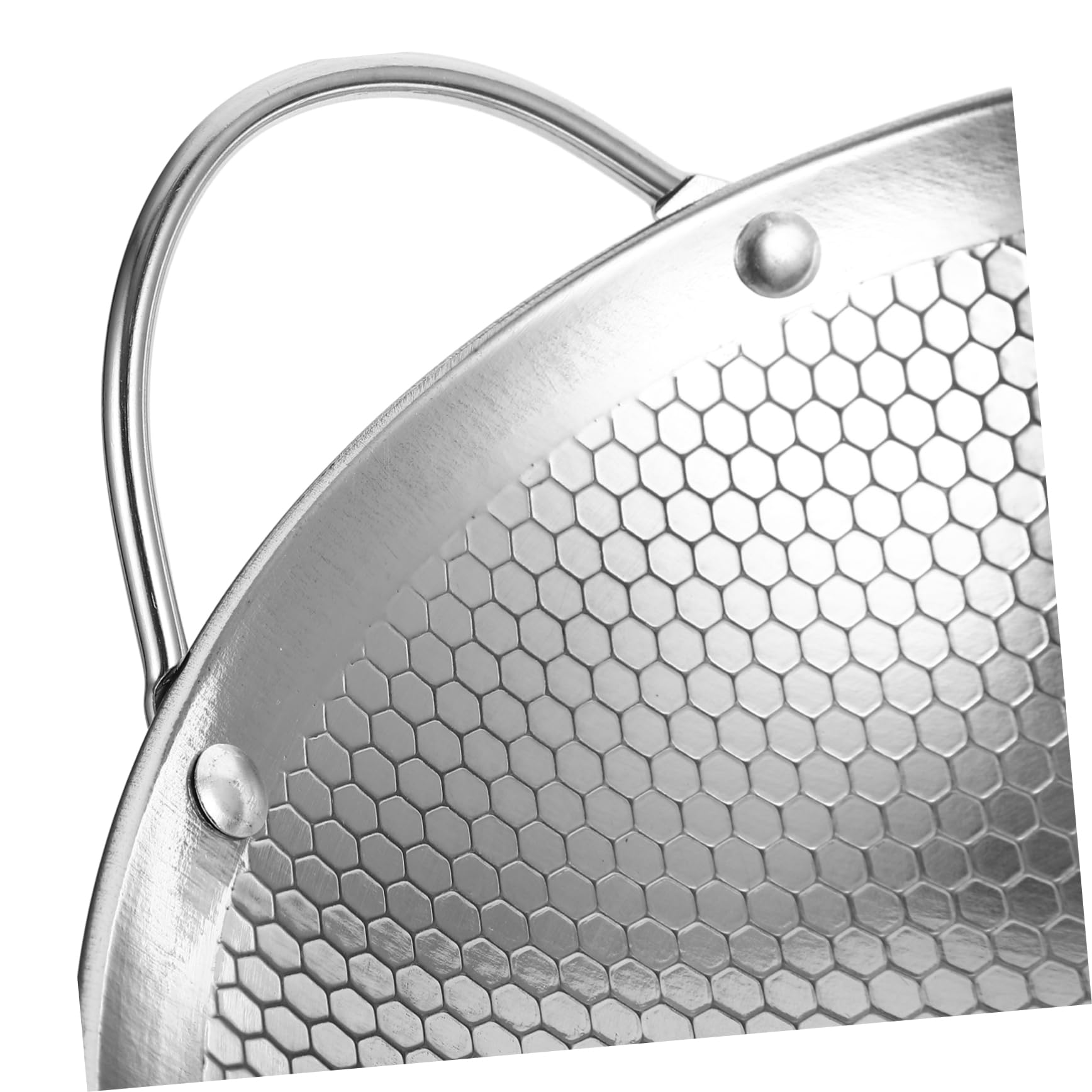 BRIGHTFUFU Stainless Steel Griddle Everyday Pan Induction Cooktop Wok Honeycomb Wok Handle Colander Sauce Pan Kitchen Wok Pan Hard Ground Tent Pegs Egg Pan Pow Pan Skillet Non Silver Wooden