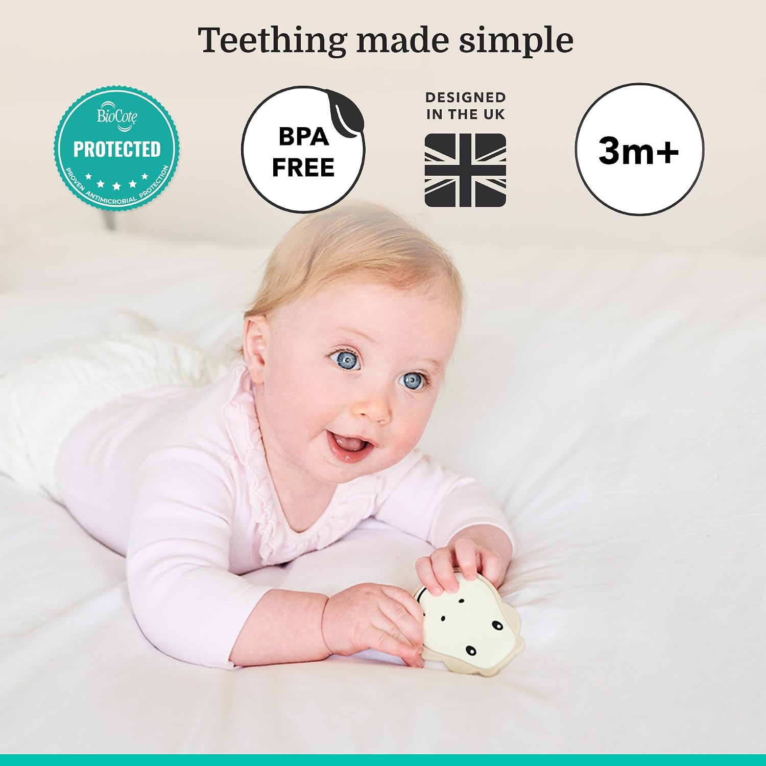 Matchstick Monkey Teething Starter Set – 1 Flat Face Teether, 1 Animal Teether, 2 Silicone Finger Toothbrushes, BPA-Free, Multisensory Relief, Fine Motor Development, 3+ Months, Gigi Giraffe