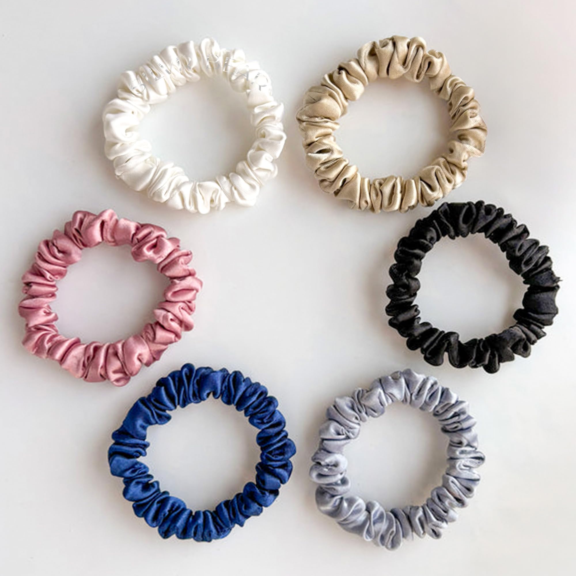 Silvr BearLuxury Satin Scrunchies, Satin Hair Ties for Thick, Thin & Curly Hair, Scrunchies for Women, Girls & Men Softer than Silk Hair Ties (Classic Skinny)