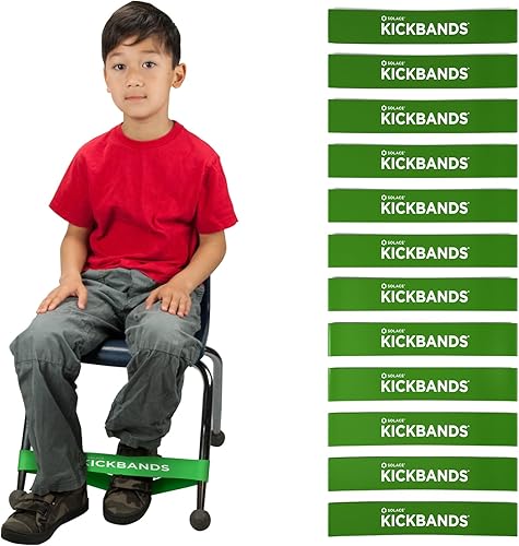 Miniatura 12 de KICK BANDS Bandas para sillas para niños con pies inquietos, paquete de 12 bandas para aliviar la ansiedad con TDAH para sillas y escritorios