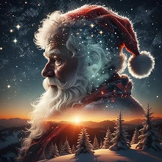 Christmas Santa Claus Sunrise Diamond Painting Kits for Adults,5D Diamond Art Kits for Adults Beginners,DIY Full Round Drill Diamond Dot Painting Gem Art Kits for Adult, Home Wall Decor 13.8x13.8 Inch