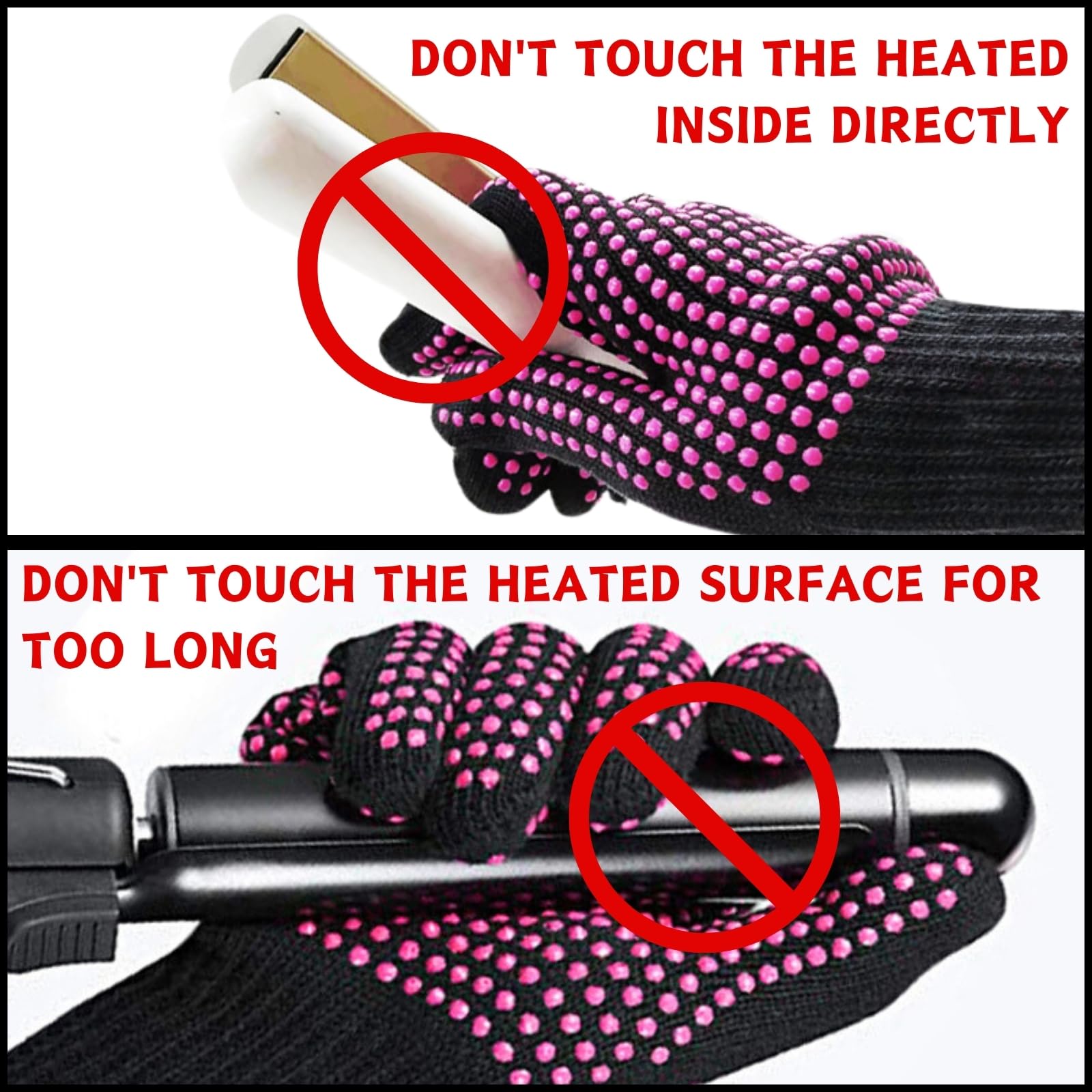 KEYRI 4 Pièces Gants Résistants à la Chaleur pour Fer à Friser, Gant Anti Chaleur Silicone Gants de Protection Gant Résistant à la Chaleur pour la Coiffure Fer à Boucler Outils de Cheveux (Rose Rouge)