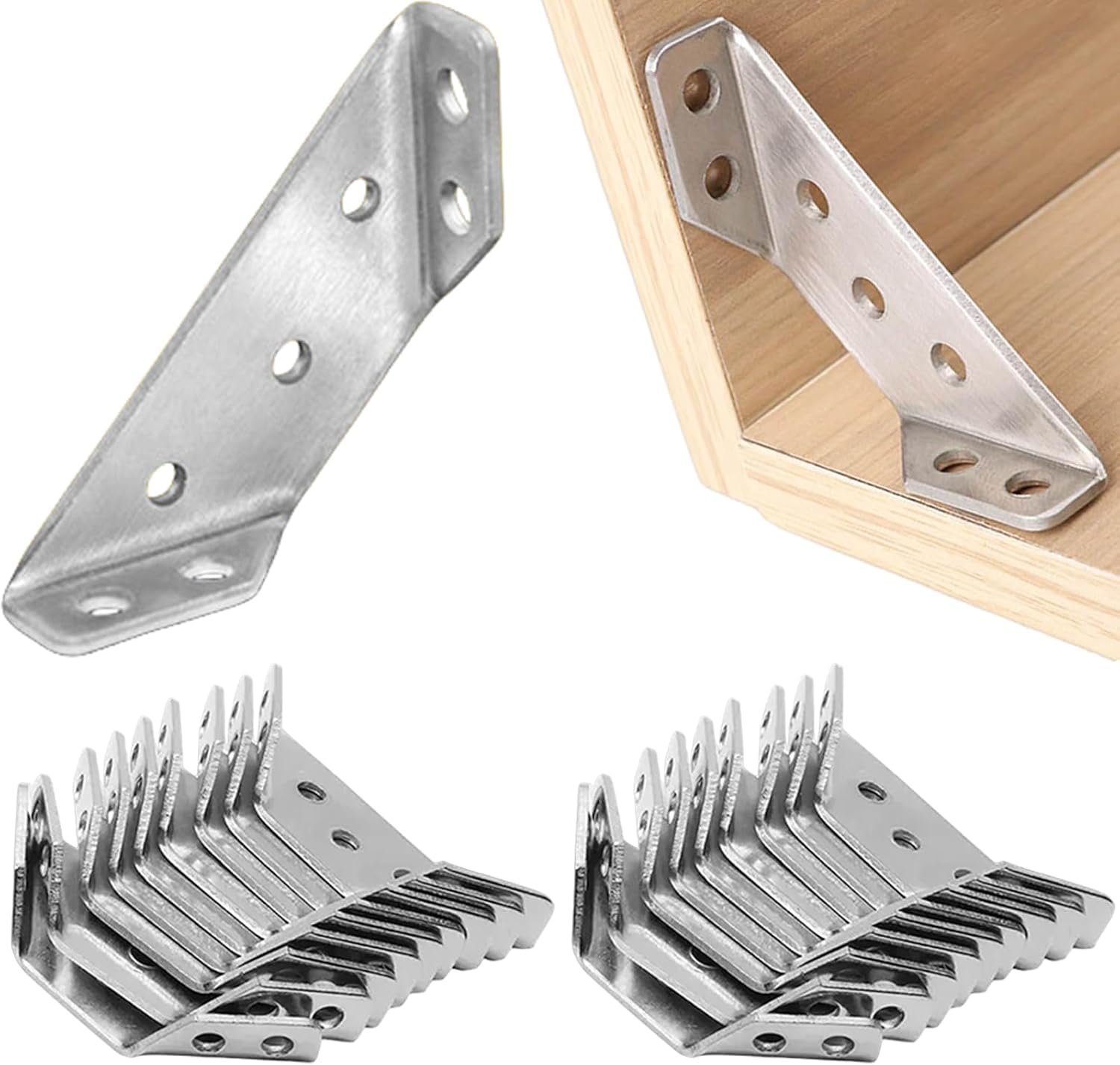 Bracket, Stainless Steel Triangle Angle Corner Brackets for Wood Furniture Connectors