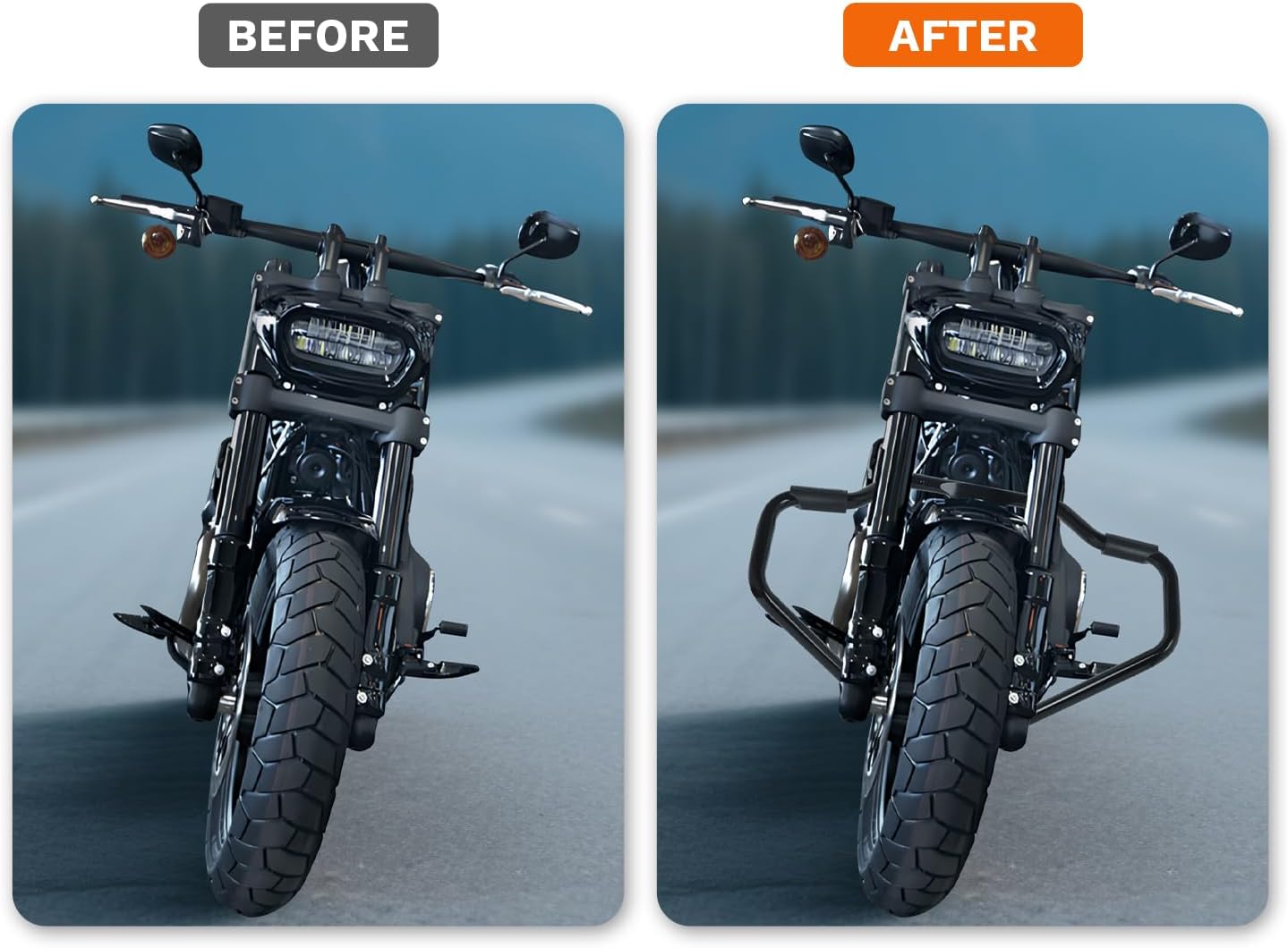 Crash Bar for Harley Softail, 1-1/4" Mustache Highway Engine Guard Protect for 2018-2025 Softail, Fat Boy, Street Bob, Sport, Low Rider, Breakout, Heritage Classic (Black)