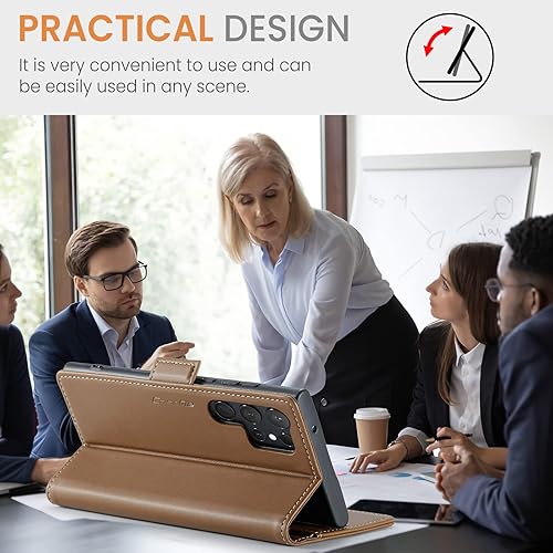 Miniatura 4 de SINIANL Funda tipo cartera para Samsung Galaxy S23 Ultra con bloqueo RFID, para Samsung S23 Ultra para mujeres y hombres, tarjetero, cierre