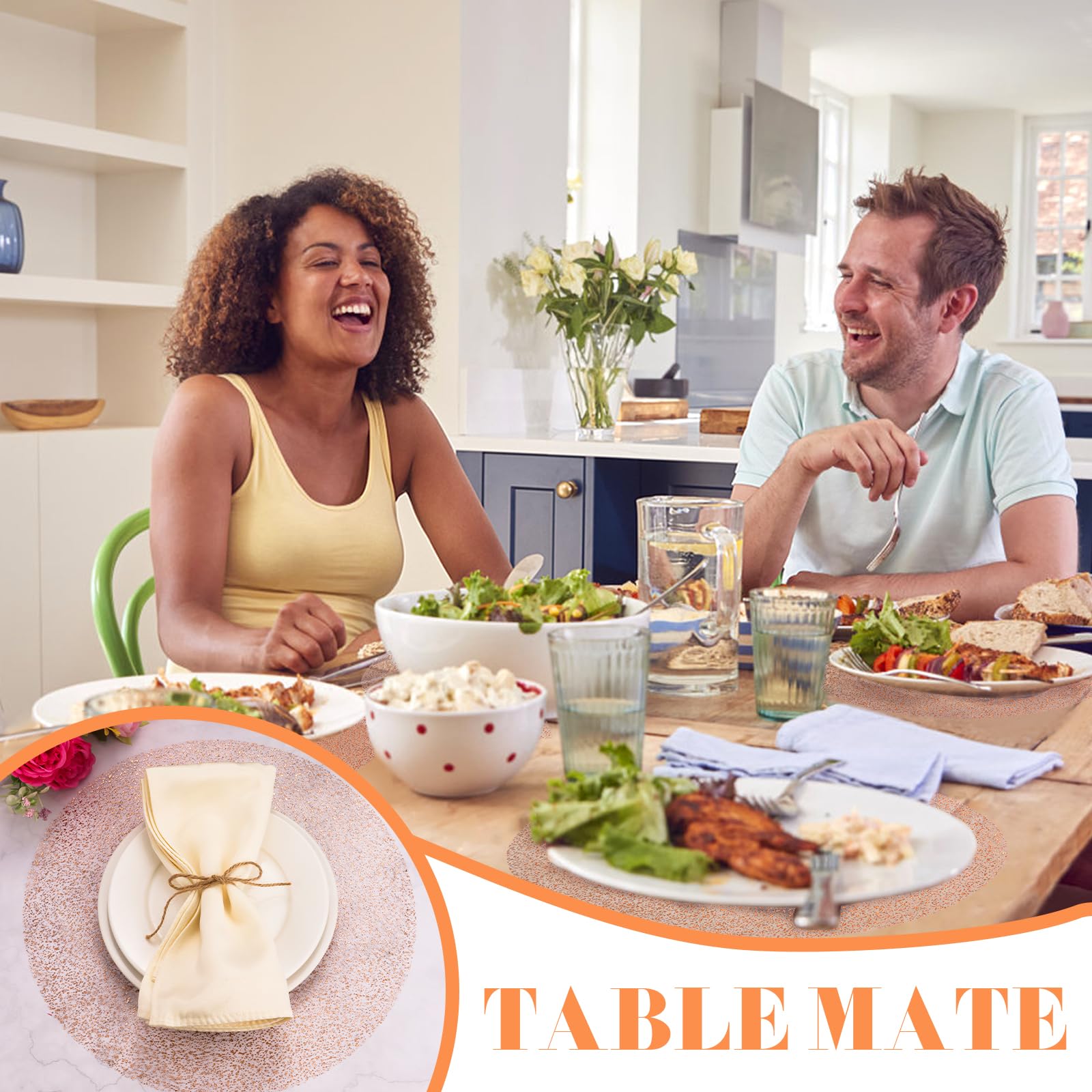 100 Stück rotgoldene Platzsets, 33 cm, rund, Einweg-Tischset, Goldfolie, Netzstoff, gepresstes Papier, Tischset, elegante Hochzeitsdeckchen für Geburtstag, Party, Zuhause, Abendessen, Kirche, Bankett