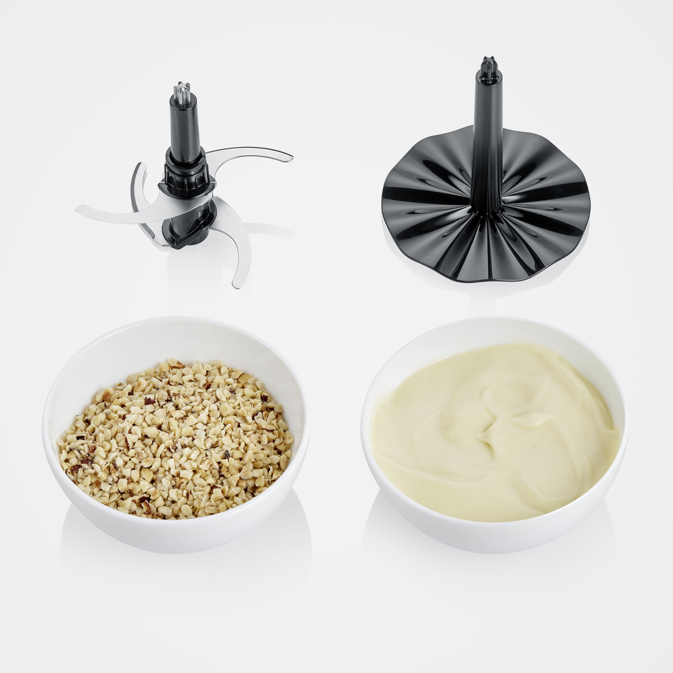 EVERIN Tritatutto da Cucina Elettrico, 1 Litro, 400W, 2 Velocità, Trita Ghiaccio, Disco Emulsionante, Inserto Pela Aglio, Ciotola in Vetro, BPA Free, 15,5 x 15,5 x 24,7 cm, Nero/Inox - KM 3867