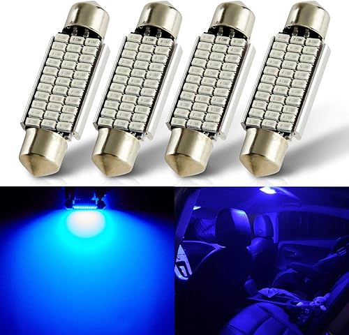 Vista 27 de 4 PCS Bombillas LED CAN-Bus Sin Errores 6418 6411 6461 DE3425 C5W Festoon 36MM 1.5" Ultra Blue 3014 27-EX Chipsets para Luces Interiores