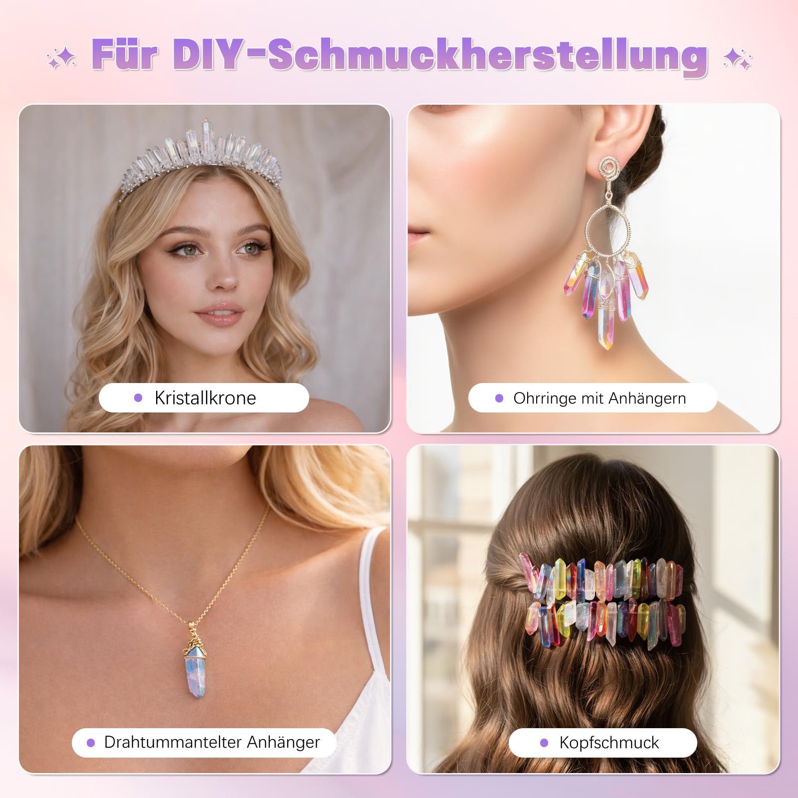 KYEYGWO Titanium Beschichtet Kristall Punkt Perlen Grobe Stein Sticks Spikes Natürliche Quarz Gebohrt 15 Zoll Strang Lose Perlen für Schmuck Machen