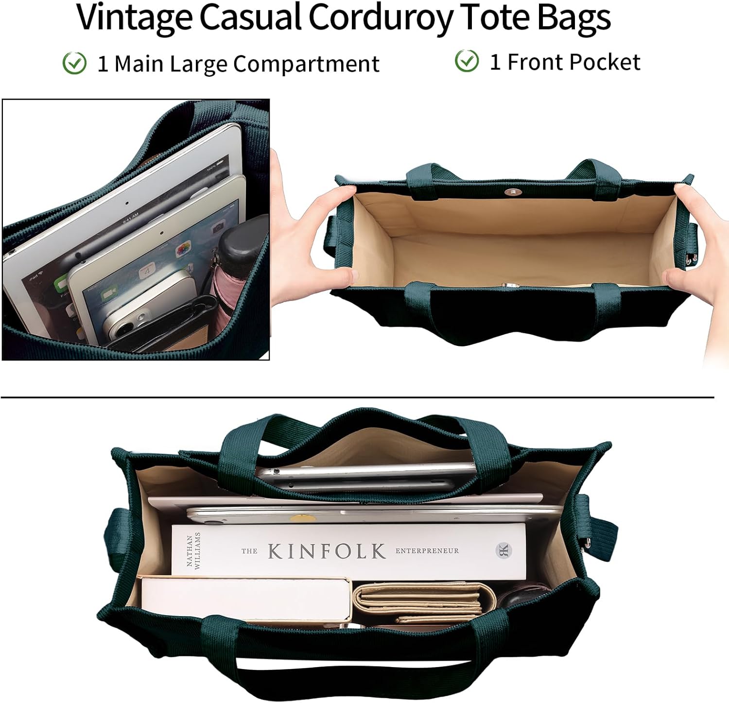 GAEKEAO Corduroy Tote Bag for Women Hobo Crossbody Bag Purse Shoulder Handbags Satchel Bag - Image 5