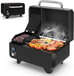 Giantex Pellet Grill and Smoker - Portable Tabletop Wood Pellet Smoker with Temperature Control, Removable Ash Pan & Greas...