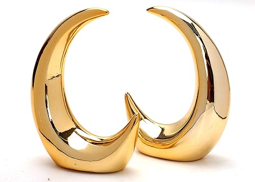 Estatua de luna de animales pequeños dorados, 2 piezas, estilo moderno, figuras de luna de cerámica, estatuas para decoración del hogar, sala de