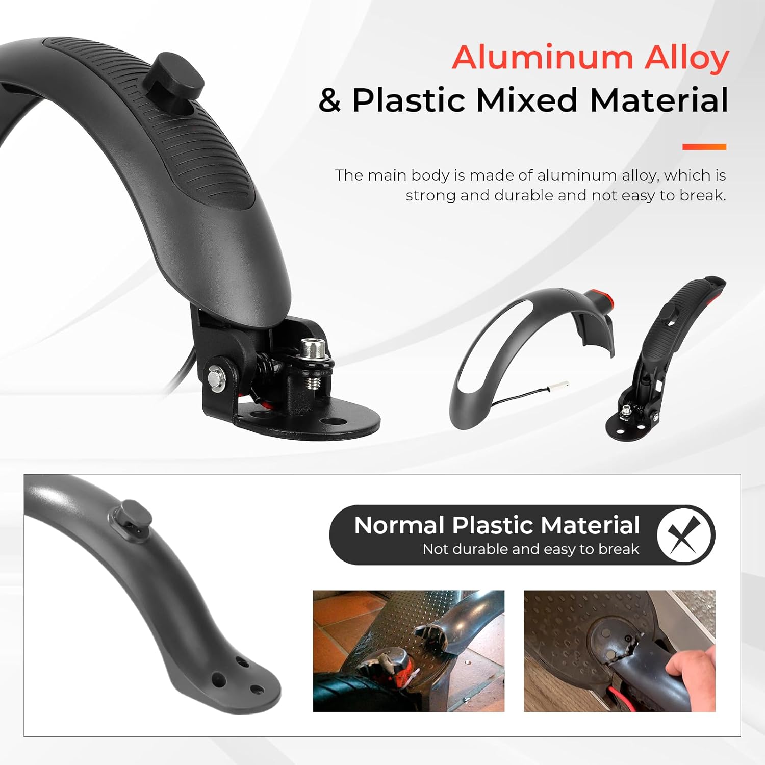 Scooter Rear Fender Replacement Accessory with tail light with brake Compatible with Xiaomi M365 Pro Pro 2 1S MI3 Swagger 5 Scooter Gray