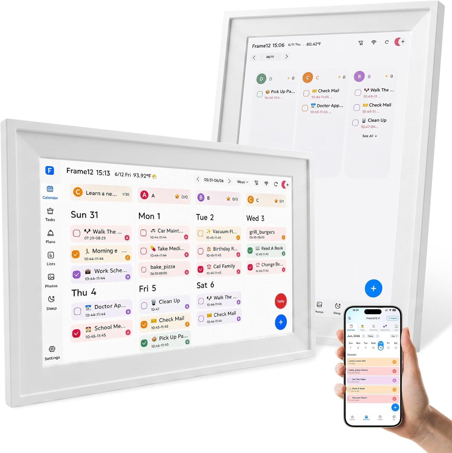 10.1" Smart Digital Calendar, Two - Way Sync with Phones,Chore Charts,Achievement Rewards, AI Meal Planning,Smart Touchscreen Interactive Display for Family Schedules and Cloud Photo