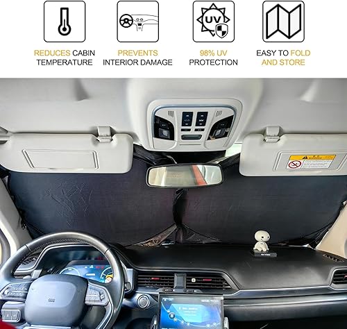 Miniatura 3 de XHRING Parasol para parabrisas para Ford Explorer 2016-2024 2025 Escape 2020-2025 Ecosport 2014-2022 Edge 2007-2014, accesorios para ventana de