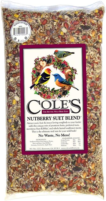 Cole's NB05 Nutberry Suet Blend Bird Seed, 5-Pound
