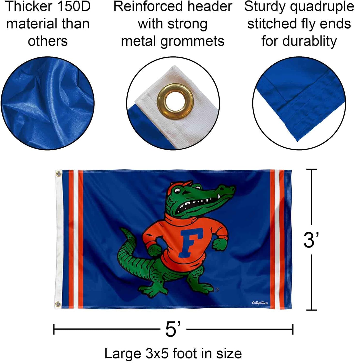 College Flags & Banners Co. Florida Gators Vintage Retro Throwback 3x5 Banner Flag