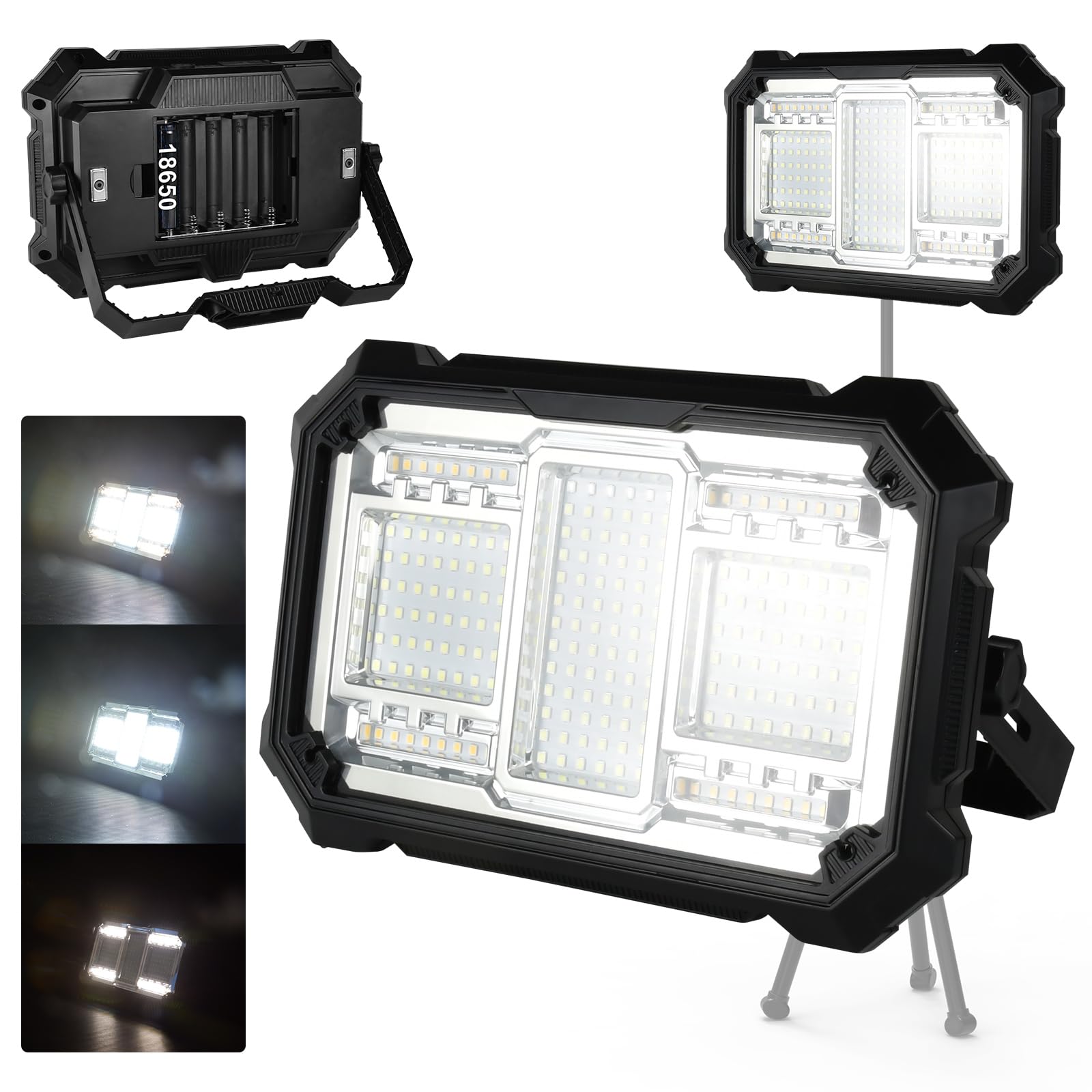 Portable LED Work Light Battery Operated/Wiring to Light Up Led Light 150W 15000lm with Stepless Brightness Floor Light IPX4 Waterproof(Batteries not Included) (Standard)