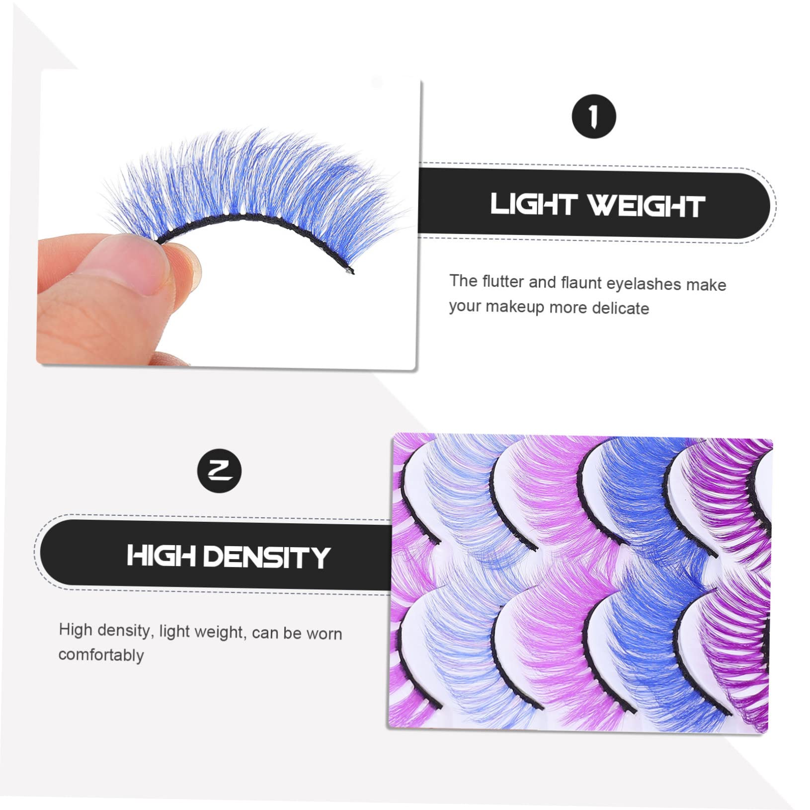 FRCOLOR 25pares Pestañas Postizas Coloridas Extensiones De Pestañas Suaves Para Maquillaje Profesional y Eventos Especiales