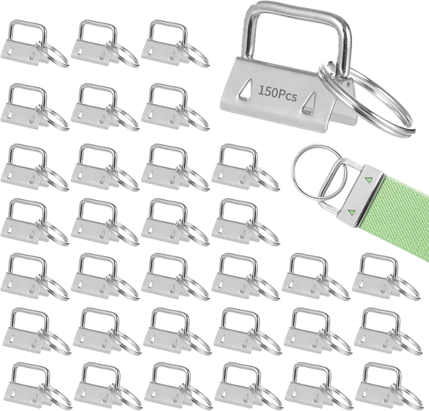 150 Pcs 1.06 Inch Silver Key Fob Hardware, Long-Lasting Metal Key Chain Webbing Clips with Reinforced Key Rings, Perfect for Wristlet Lanyards, Keychain DIY Crafts, and Bulk Key Accessories