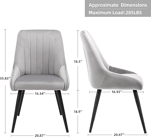 Miniatura 9 de Duhome - Juego de 2 sillas de comedor tapizadas, silla de ocio con respaldo alto de mediados de siglo, silla auxiliar moderna de terciopelo para